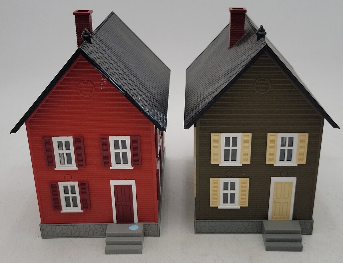 MTH O Gauge 2-Story Houses Red & Green [2] EX