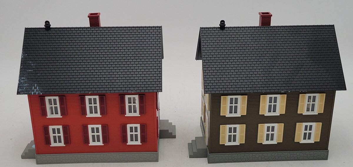 MTH O Gauge 2-Story Houses Red & Green [2] EX