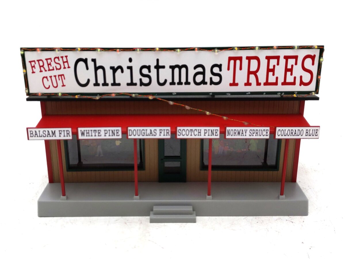 MTH 30-90577 O Christmas Trees Road Side Stand with Operating Christmas Lights EX/Box