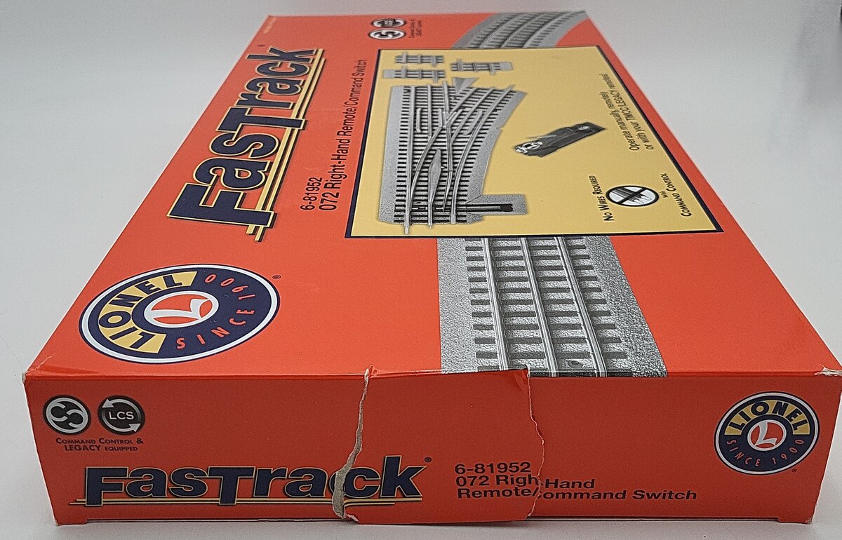 Lionel 6-81952 O-72 Right Hand Fastrack Remote/Command Switch Turnout EX/Box