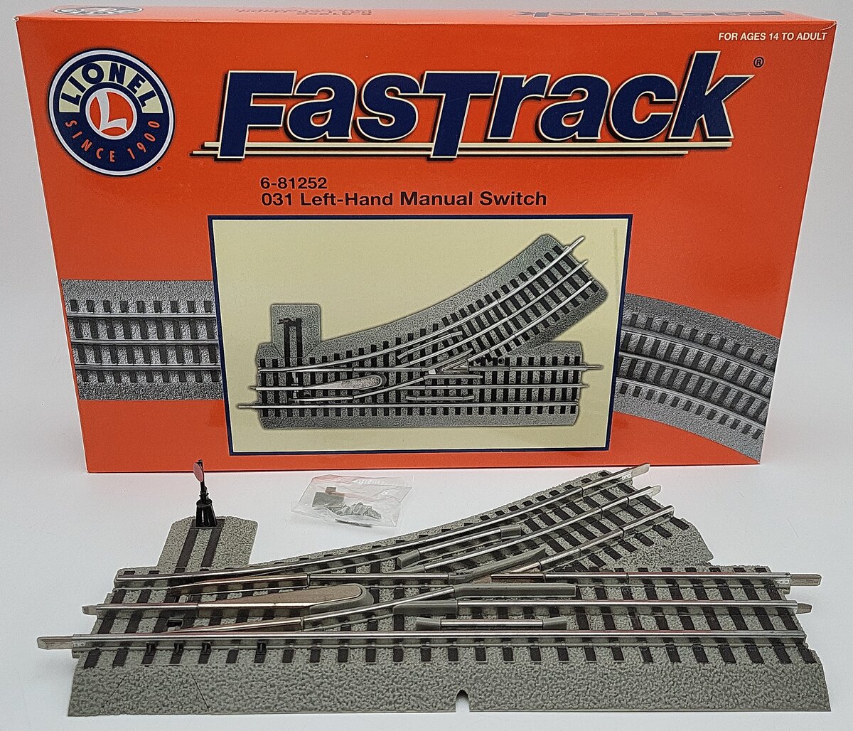 Lionel 6-81252 O-31 Manual Left Hand FasTrack Switch Turnout EX/Box
