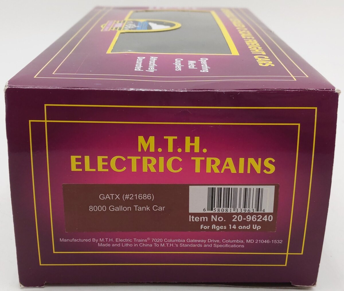 MTH 20-96240 O Gauge GATX 8K Gallon Tank Car #21680 EX/Box
