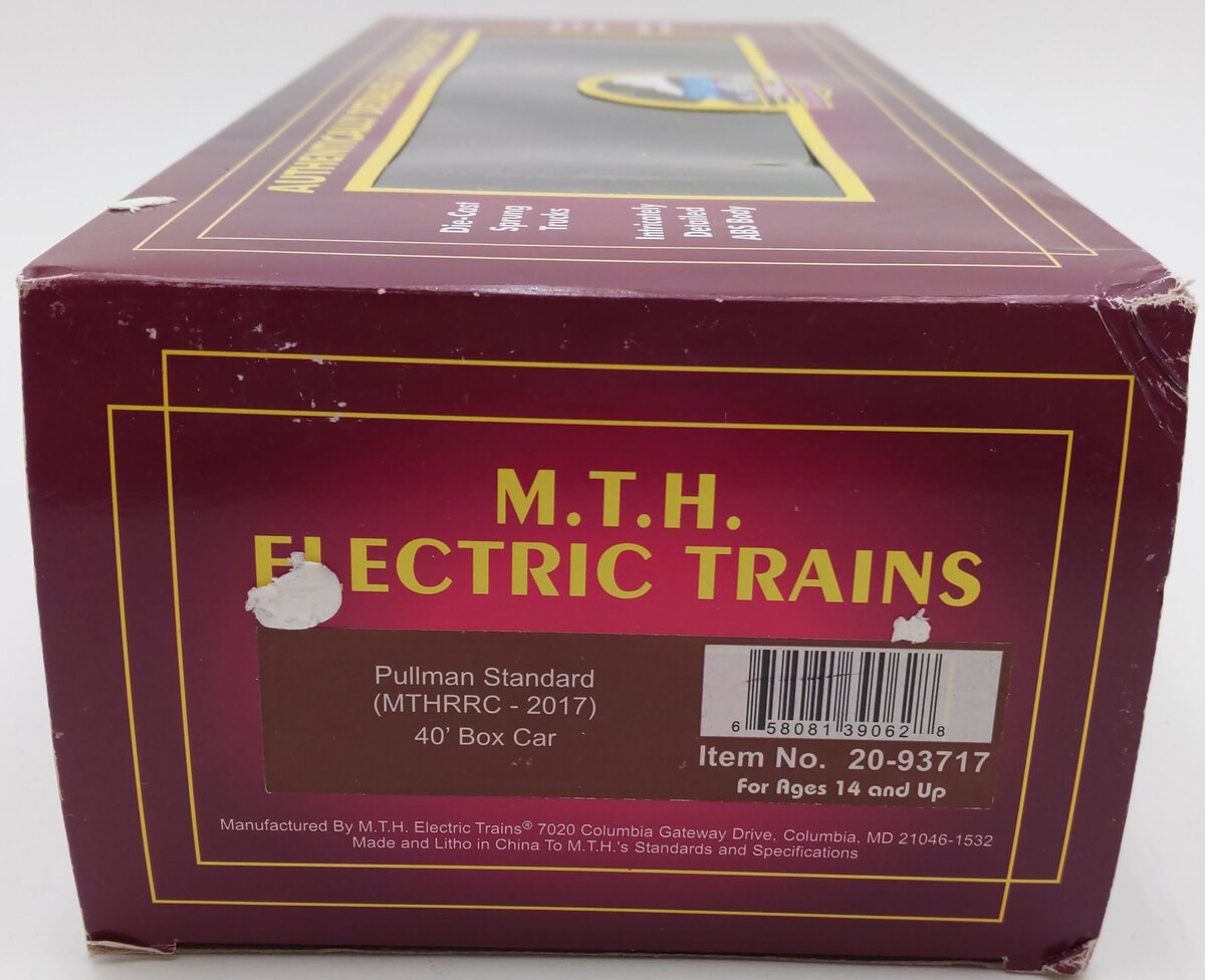 MTH 20-93717 O Gauge MTHRRC-2017 Gauge Pullman Standard 40' Box Car #1 EX/Box