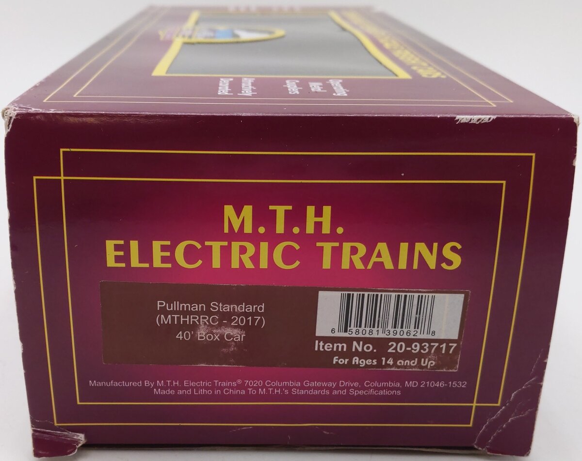 MTH 20-93717 O Gauge MTHRRC-2017 Gauge Pullman Standard 40' Box Car #1 EX/Box
