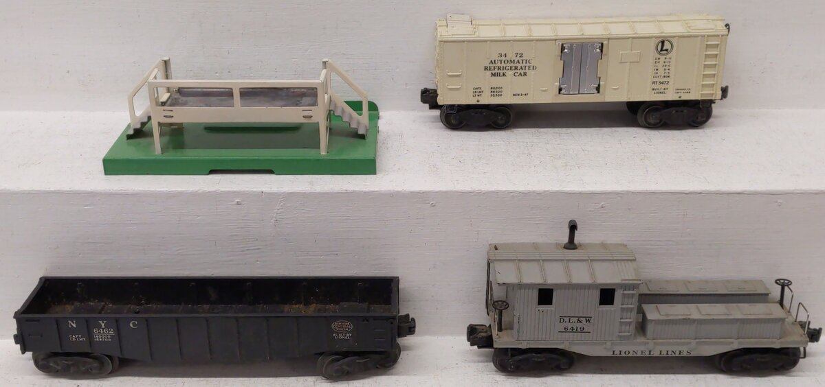 Lionel Vintage O Gauge 6419 & 6462 Freight Cars & Operating Milk Car [3] VG/Box