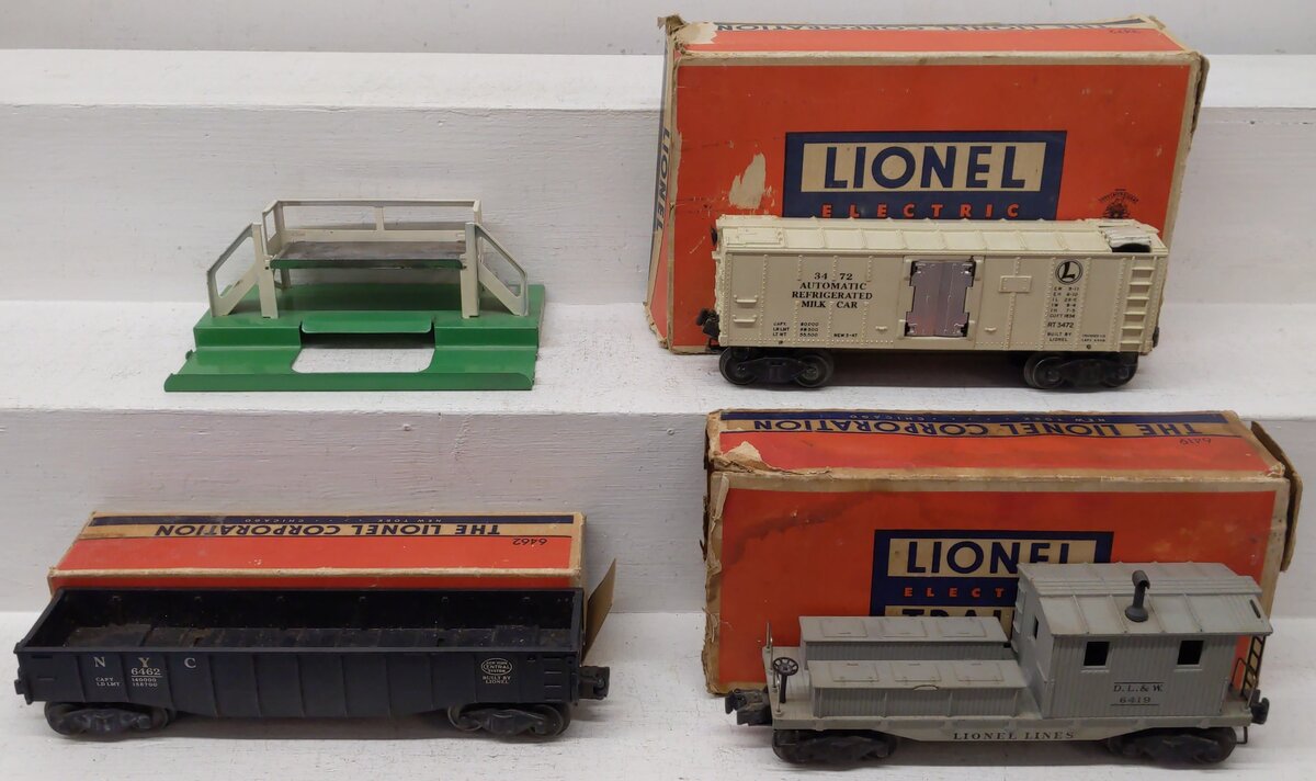 Lionel Vintage O Gauge 6419 & 6462 Freight Cars & Operating Milk Car [3] VG/Box