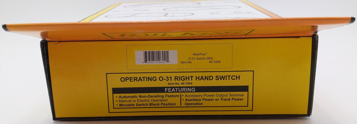 MTH 40-1004 O 31 RealTrax Nickel Silver Right Hand Remote Switch Turnout VG/Box