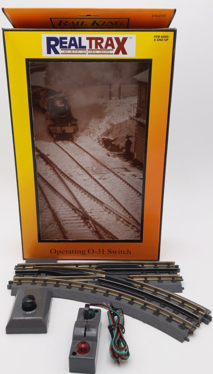 MTH 40-1004 O 31 RealTrax Nickel Silver Right Hand Remote Switch Turnout VG/Box