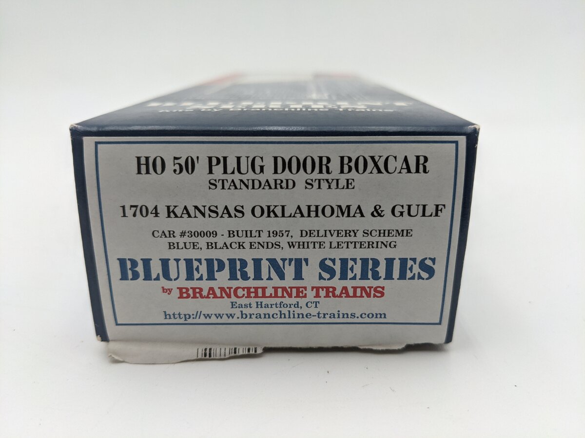 Branchline Trains 1704 HO Kansas, Oklahoma & Gulf 50' Plug Door Boxcar #30009 LN/Box