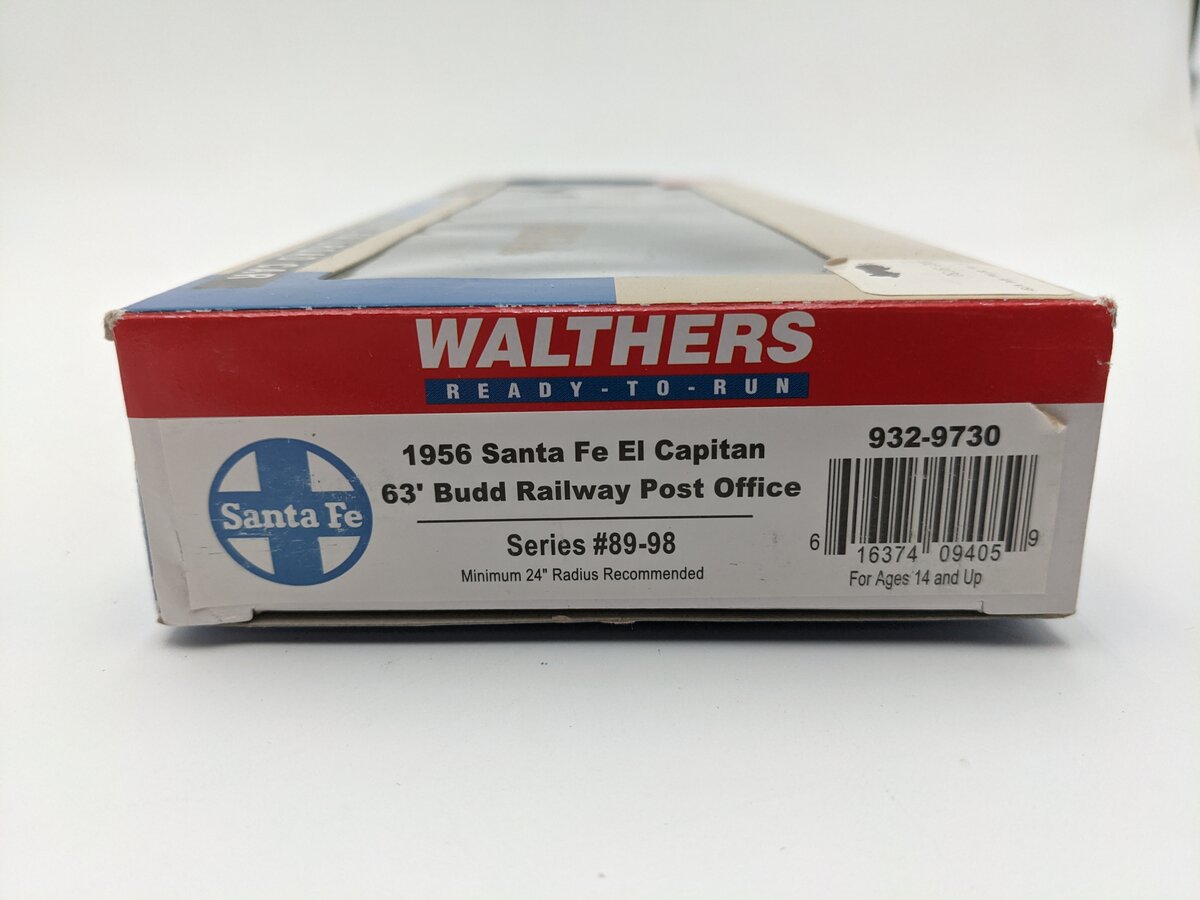 Walthers 932-9730 HO Santa Fe El Capitan 63' Budd Railway Post Office Car EX/Box