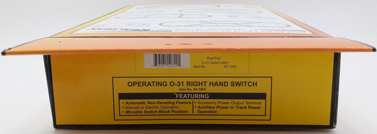 MTH 40-1004 O 31 RealTrax Nickel Silver Right Hand Remote Switch Turnout EX/Box