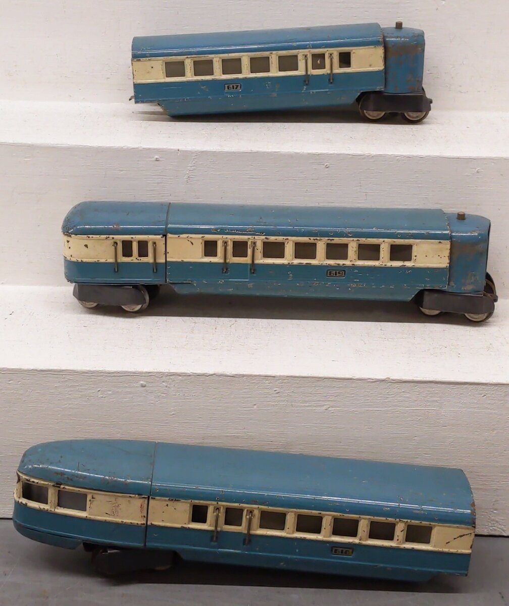 Lionel 265 Vintage O Prewar Blue Streak Set w/ 617 618 619 VG