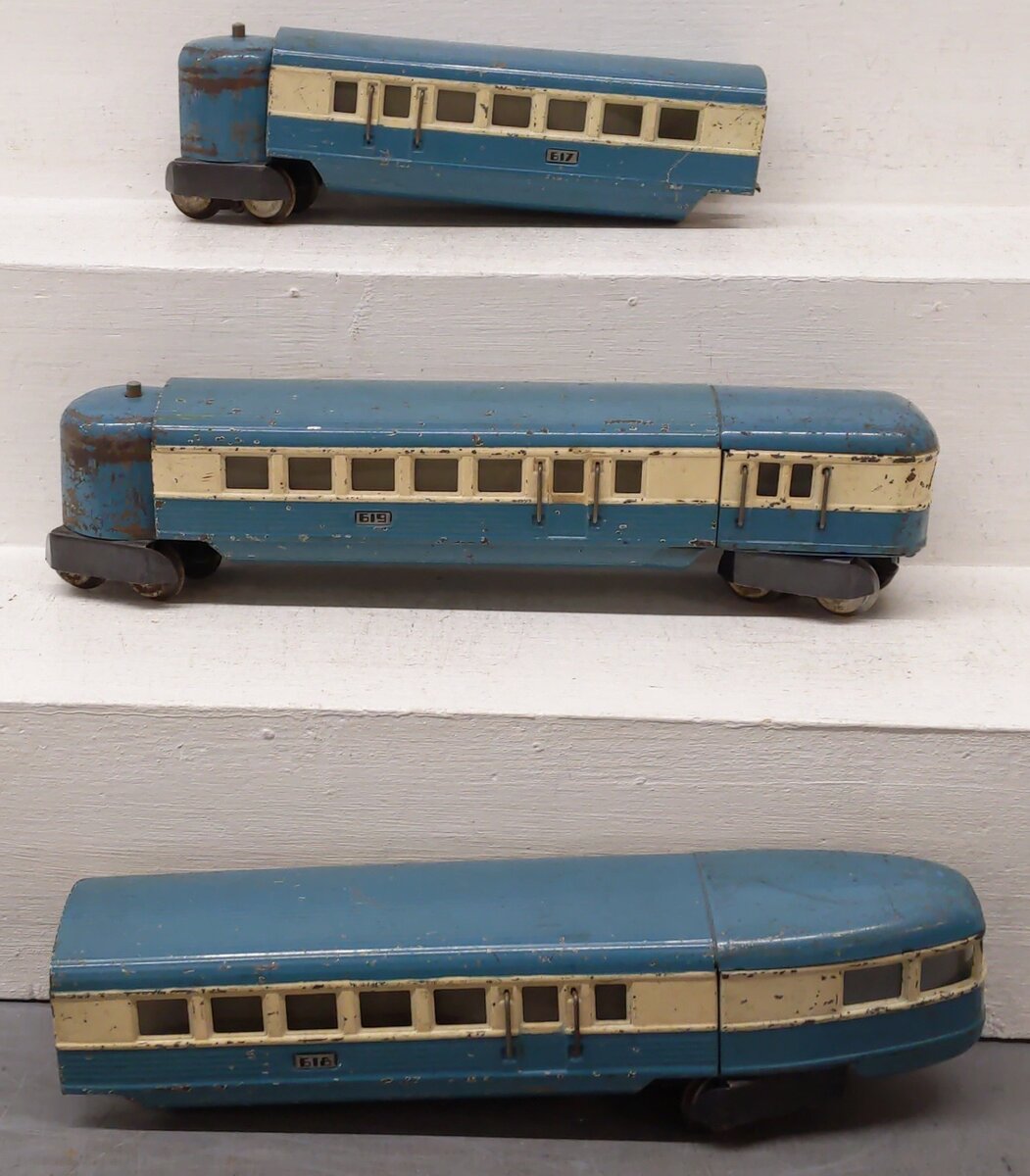 Lionel 265 Vintage O Prewar Blue Streak Set w/ 617 618 619 VG