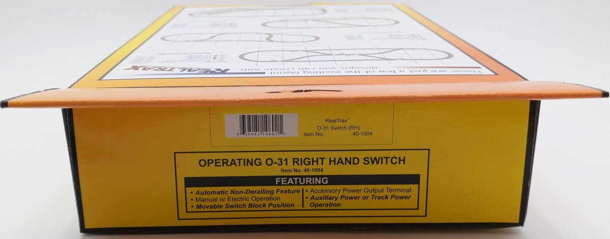 MTH 40-1004 O 31 RealTrax Nickel Silver Right Hand Remote Switch Turnout VG/Box