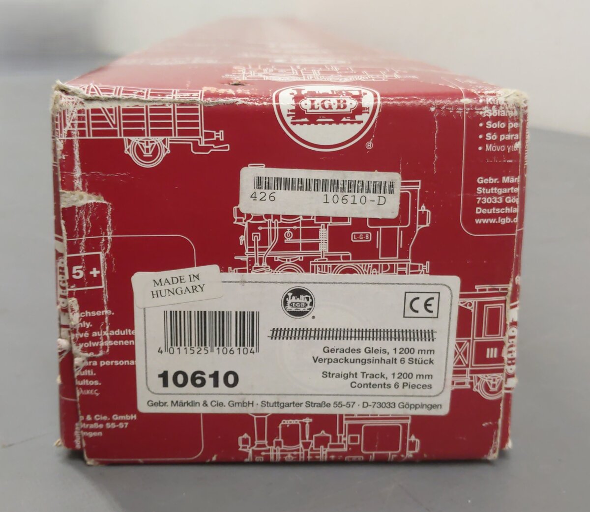 LGB 10610 G Gauge 48 Straight Track Box (Box of 6) EX/Box