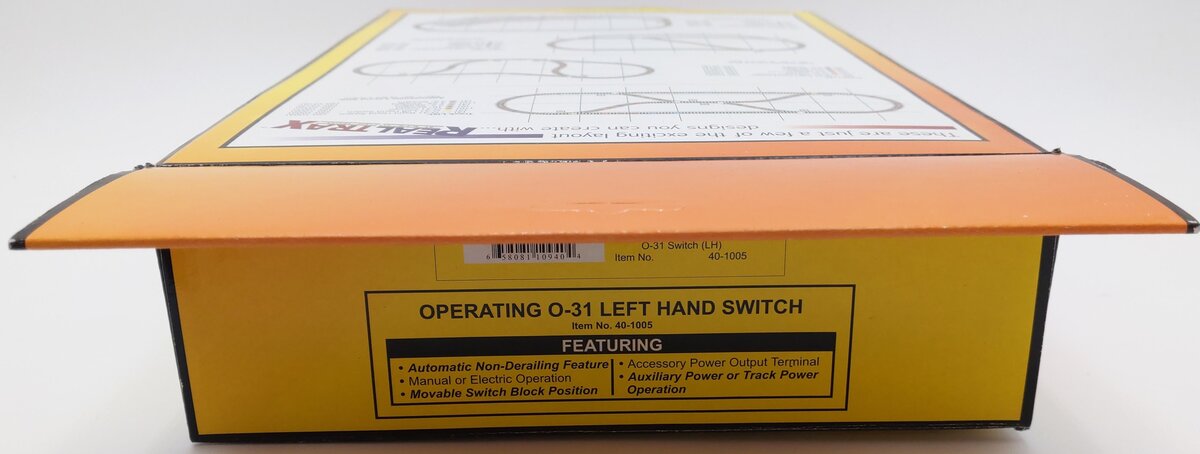 MTH 40-1005 O31 RealTrax Nickel Silver Left Hand Remote Switch Turnout  EX/Box