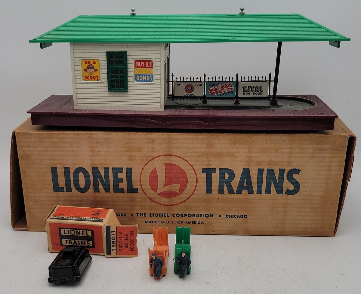 Lionel 356 Vintage O Operating Freight Station-Rare Light Green Roof EX/Box