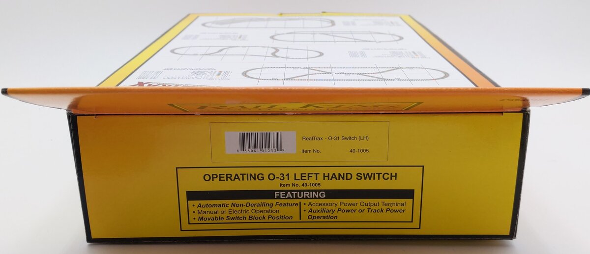 MTH 40-1005 O31 RealTrax Nickel Silver Left Hand Remote Switch Turnout  VG/Box