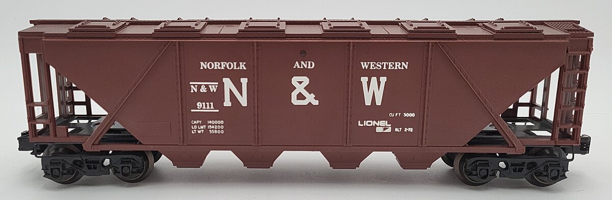 Lionel 6-9111 O Gauge Norfolk and Western 4-Bay Hopper #9111 LN