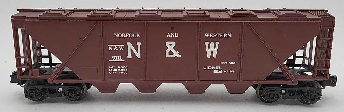 Lionel 6-9111 O Gauge Norfolk and Western 4-Bay Hopper #9111 LN