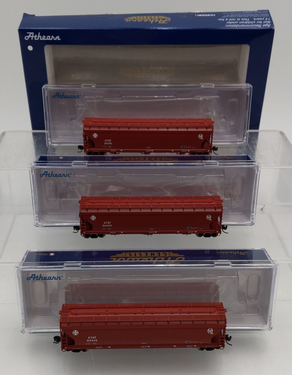 Athearn ATHGN12946 N Scale ATSF Covered Hopper 3 Pack #314400 #314446 #314451 LN/Box