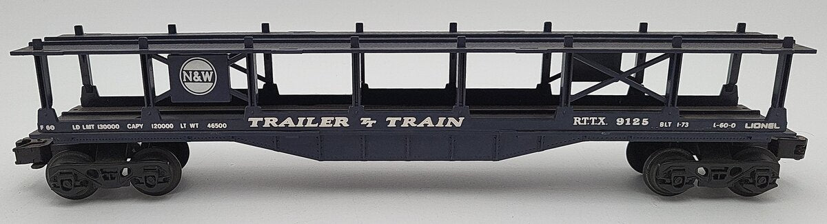 Lionel 6-9125 O Gauge N&W Trailer Train 2-Tier Auto Carrier VG