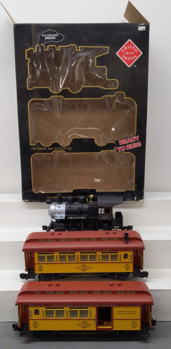 Aristo-Craft 28109 Santa Fe 0-4-0 Steam G Gauge Starter Train Set VG/Box