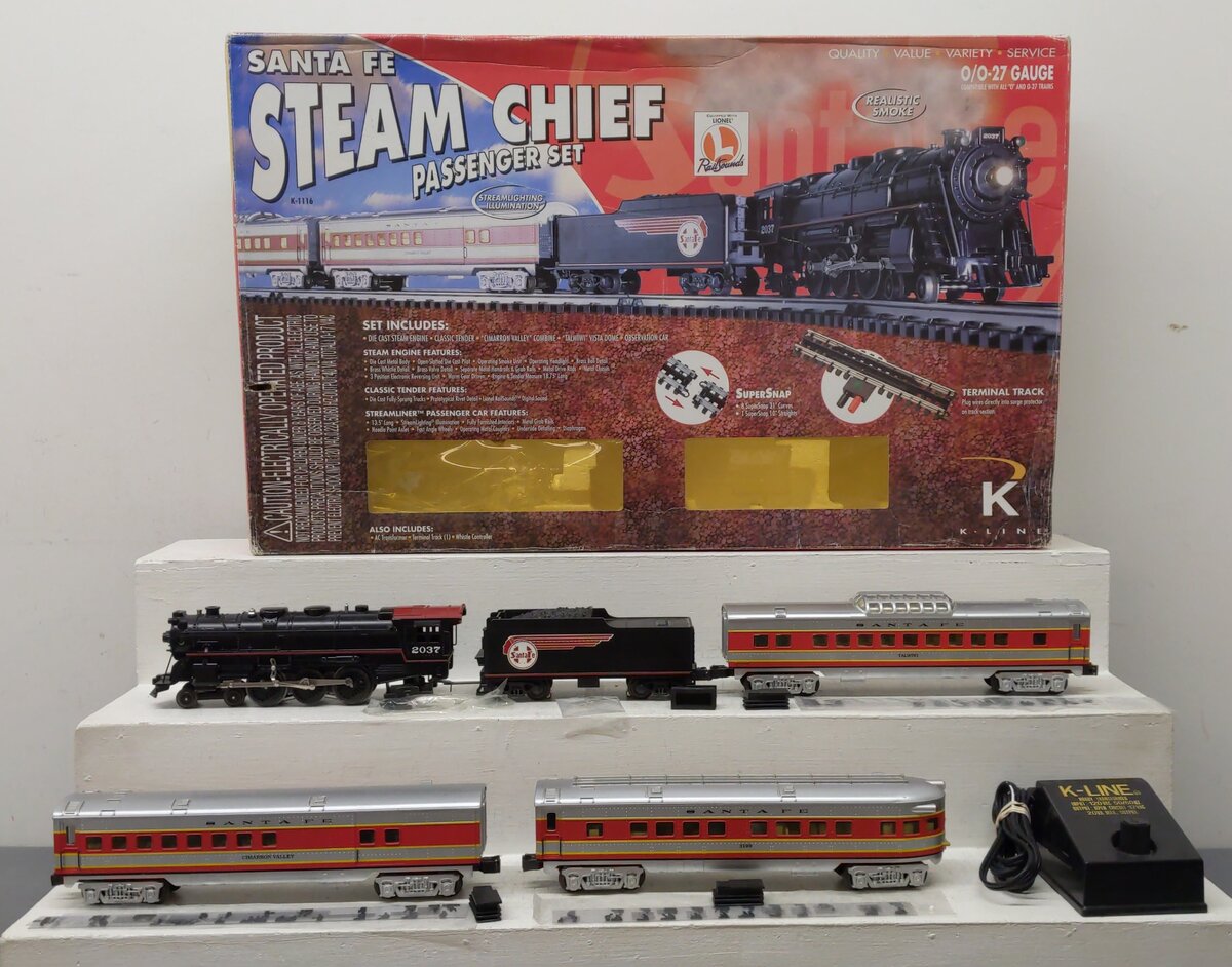 K-Line K1116 O Gauge Santa Fe Steam Chief Steam Locomotive Train Set EX/Box