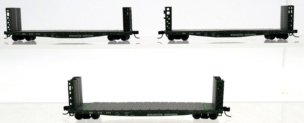 Athearn 24300 N Burlington Northern 53' Bulkhead Flat Car [3 Pack] LN/Box