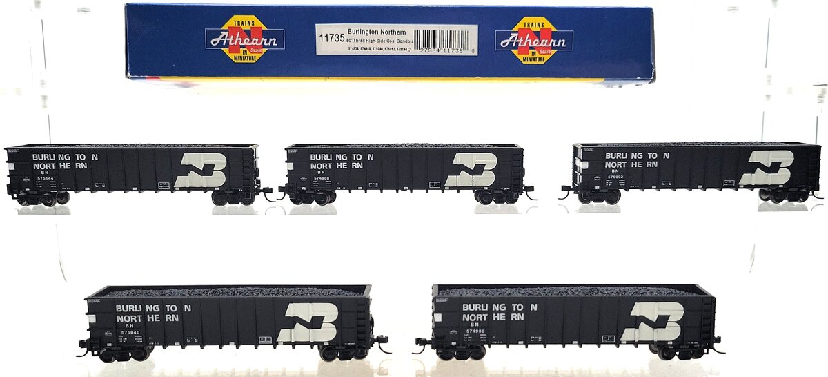 Athearn 11735 N Burlington Northern 50' Thrall High Side Coal Gondola [3 pack] LN/Box