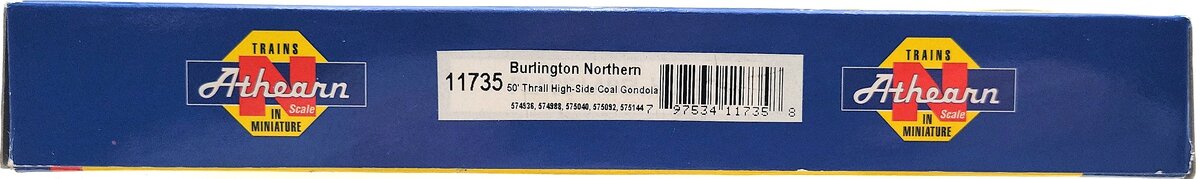 Athearn 11735 N Burlington Northern 50' Thrall High Side Coal Gondola [3 pack] LN/Box