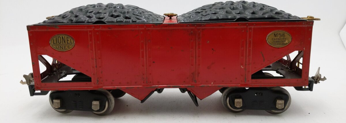 Lionel 516 Vintage Standard Gauge Lionel Lines 2-Bay Hopper with Coal VG