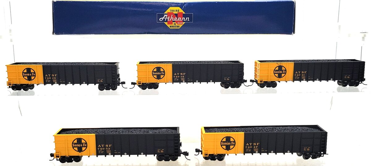 Athearn 11708 N Scale Santa Fe 50' Thrall High Side Coal Gondola [3 pack] LN/Box