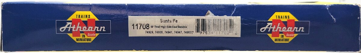 Athearn 11708 N Scale Santa Fe 50' Thrall High Side Coal Gondola [3 pack] LN/Box