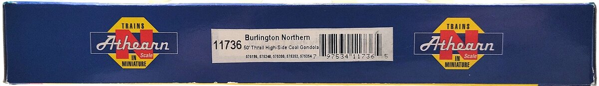 Athearn 11736 N Burlington Northern 50' Thrall High Side Coal Gondola [5 pack] LN/Box