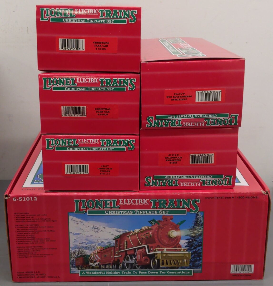 Lionel 6-51012 Tinplate Christmas O Gauge Steam Train Set EX/Box