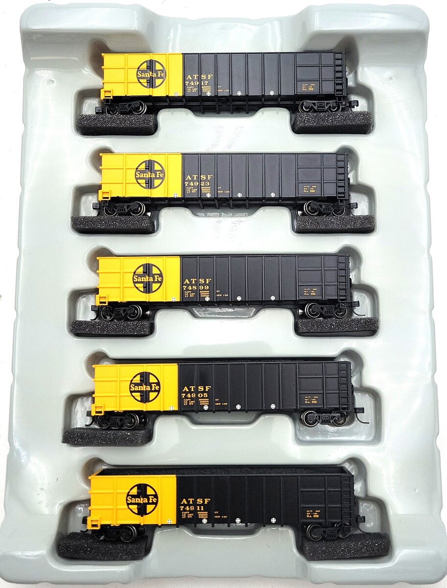 Athearn 11707 N Scale Santa Fe 50' Thrall High Side Coal Gondola (5 Pack) LN/Box