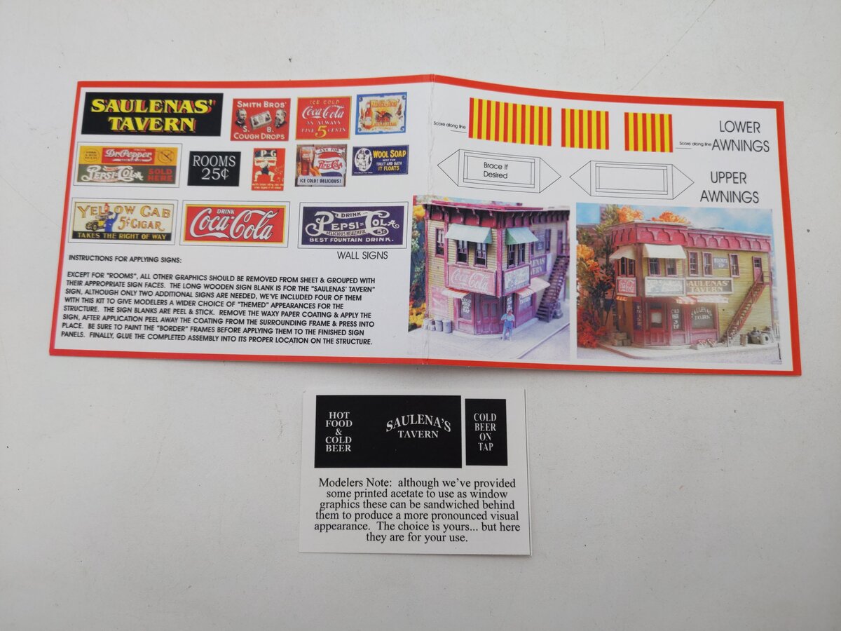 Bar Mills 0932 HO Scale Saulenas Tavern Laser Cut Wood Building Crafstman Kit EX/Box