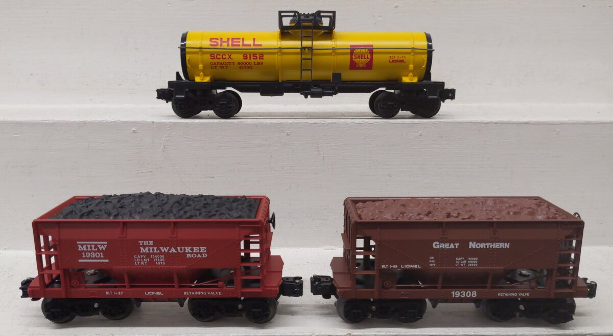 Lionel O Gauge Assorted Freight Cars: 9152, 19301, 19308 [3] VG