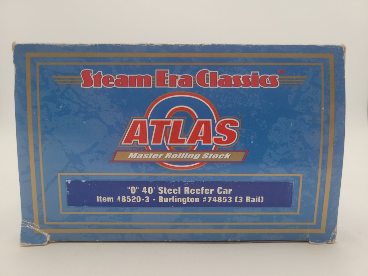Atlas 8520-3 O Burlington 40' Steel Reefer Car- 3-Rail EX/Box
