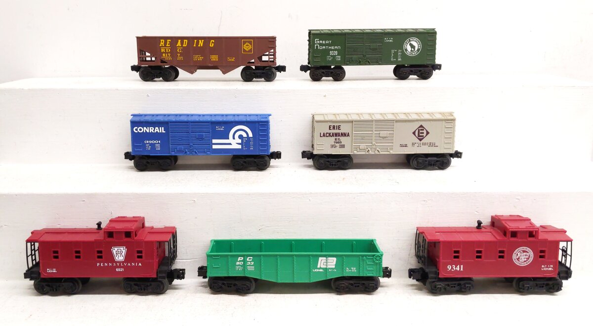 Lionel O Gauge Assorted Freight Cars: 6921, 9341, 9339, 6177, 7925, 9033 [7] VG