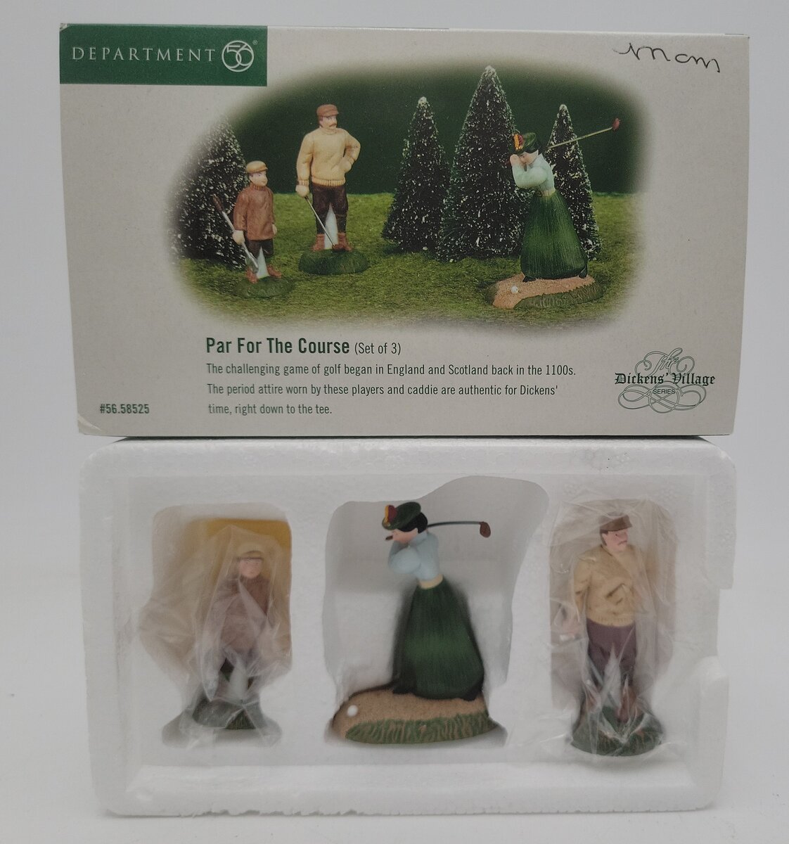 Dept 56 56.58525 Dicken's Village Par For The Course Set of 3 EX/Box