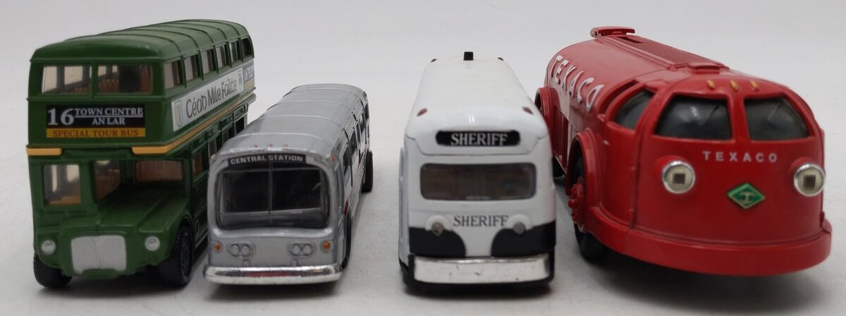Assorted Brand Die-Cast Buses & Tanker -Greyhound, Sheriff, Texaco & Other [4] EX