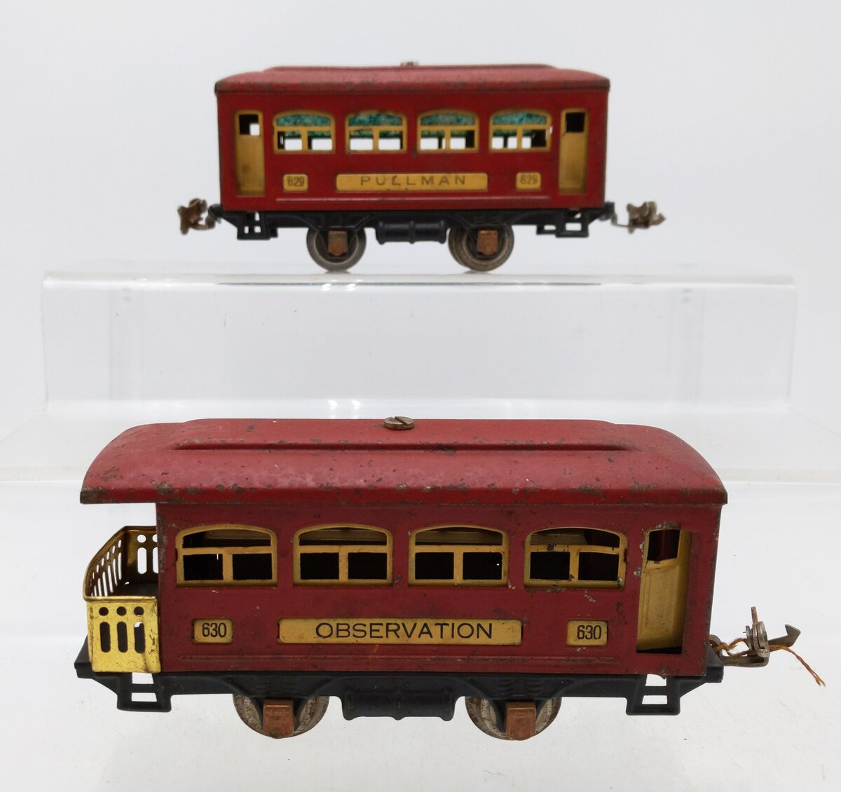 Lionel  Vintage O Prewar Tinplate Pullman & Observation Coach Cars 629.630 VG