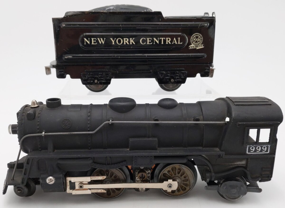 Marx 999 Vintage O New York Central 2-4-2 Steam Locomotive with Tender VG