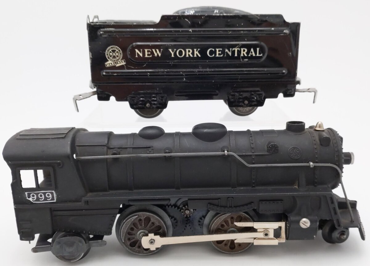 Marx 999 Vintage O New York Central 2-4-2 Steam Locomotive with Tender VG