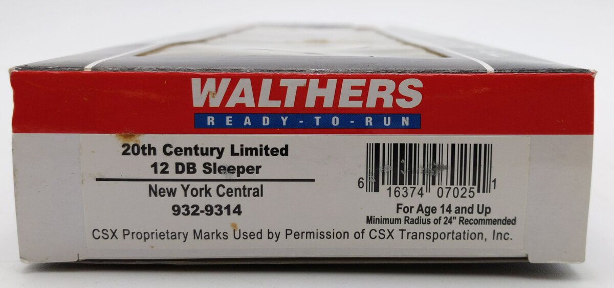 Walthers 932-9314 HO Scale NYC 20th Century Limited 12 DB Sleeper Passenger Car EX/Box