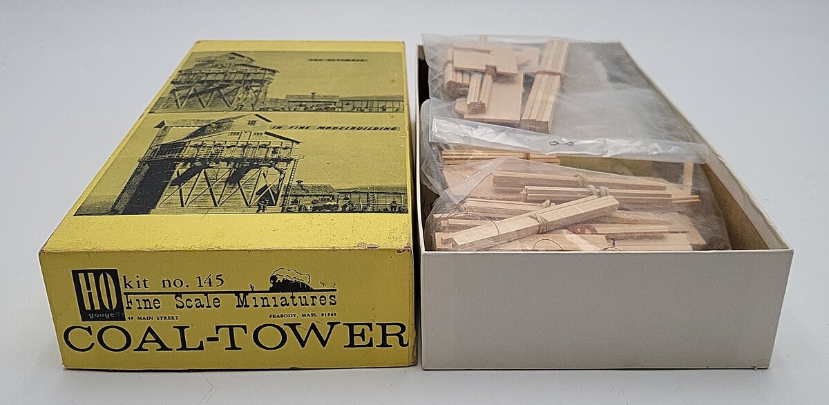 Fine Scale Miniatures 145 HO Scale Coal-Tower Laser-Cut Building Kit EX/Box