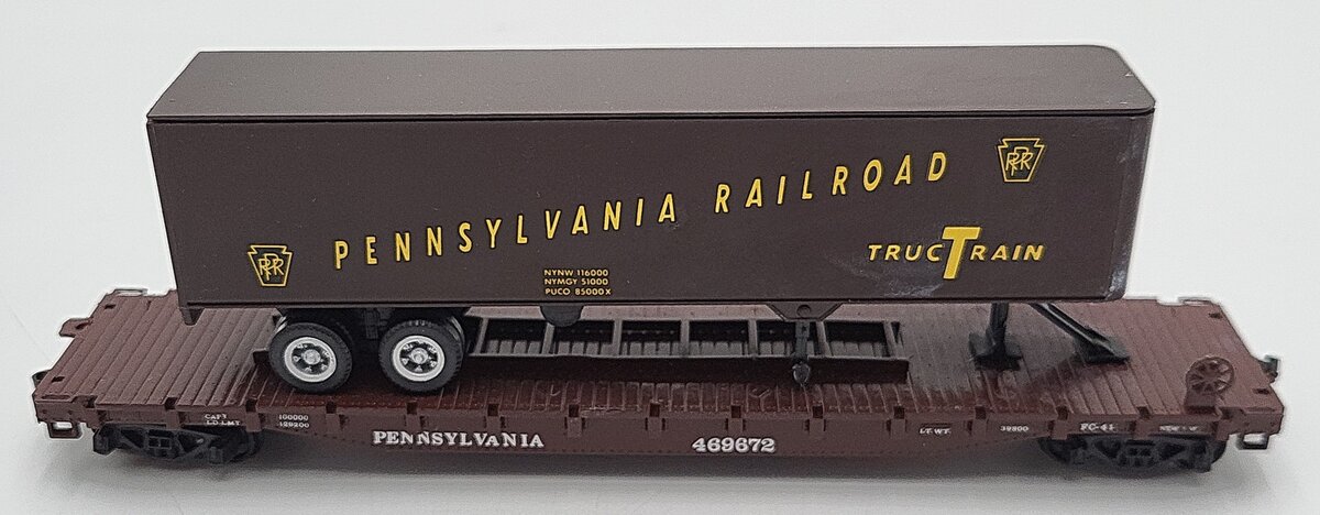 Con-Cor 0001-009151 PRR 54' HO Flatcar w/Trailer Kit EX/Box