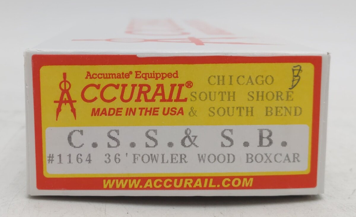 Accurail 1164 HO Chicago, South Shore & South Bend 36' Fowler Wood Boxcar #1508 EX/Box